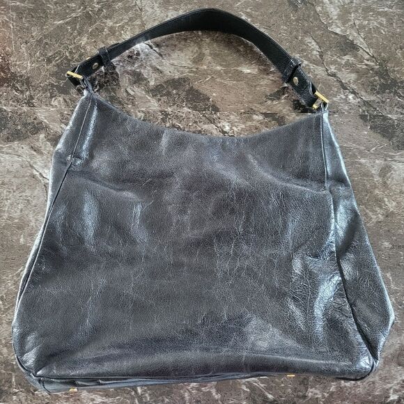 Tory Burch Deerskin Leather Tote In Black With Gold Accessories - Picture 4 of 10